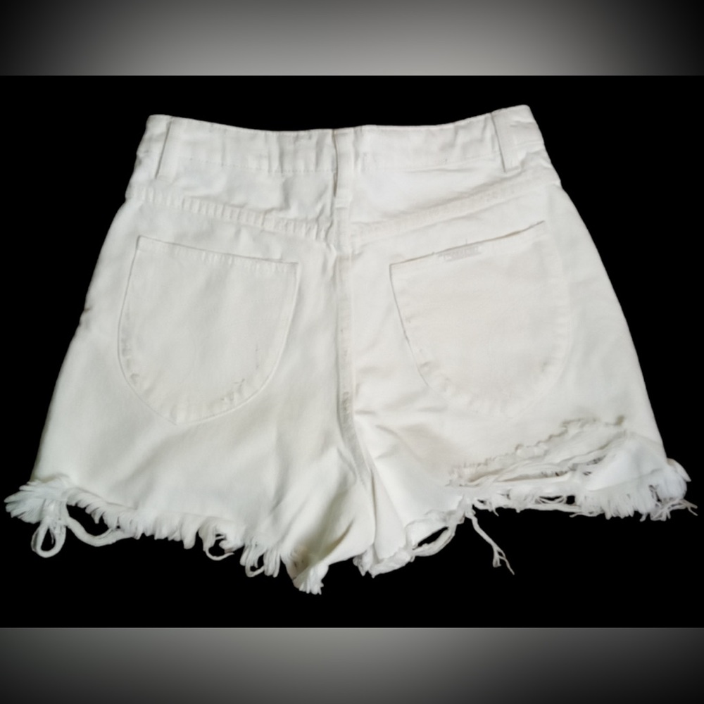 ROLLA'S DUSTERS SHORT 27 DISTRESSED HIGH RISE SLIM WHITE POCKETS - Picture 4 of 4